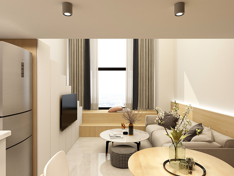 出租房如何刷白墻便宜省力(圖4) 68平單身公寓裝修 株洲財富湘江小區(qū) 復式樓現(xiàn)代簡約裝修全案